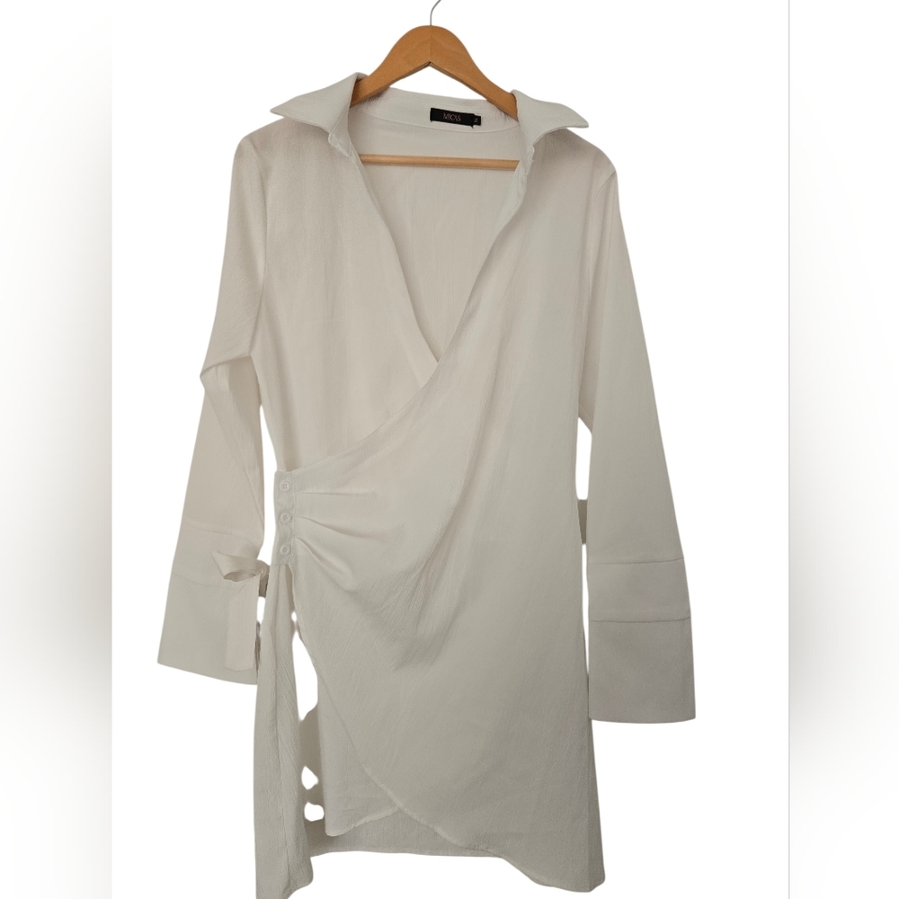 Micas White Wrap Blouse Dress Size XL - Picture 1 of 5
